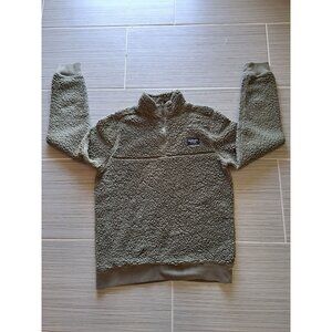Abercrombie & Fitch Olive Green Sherpa Quarter-Zip Pullover Size M Soft  Warm